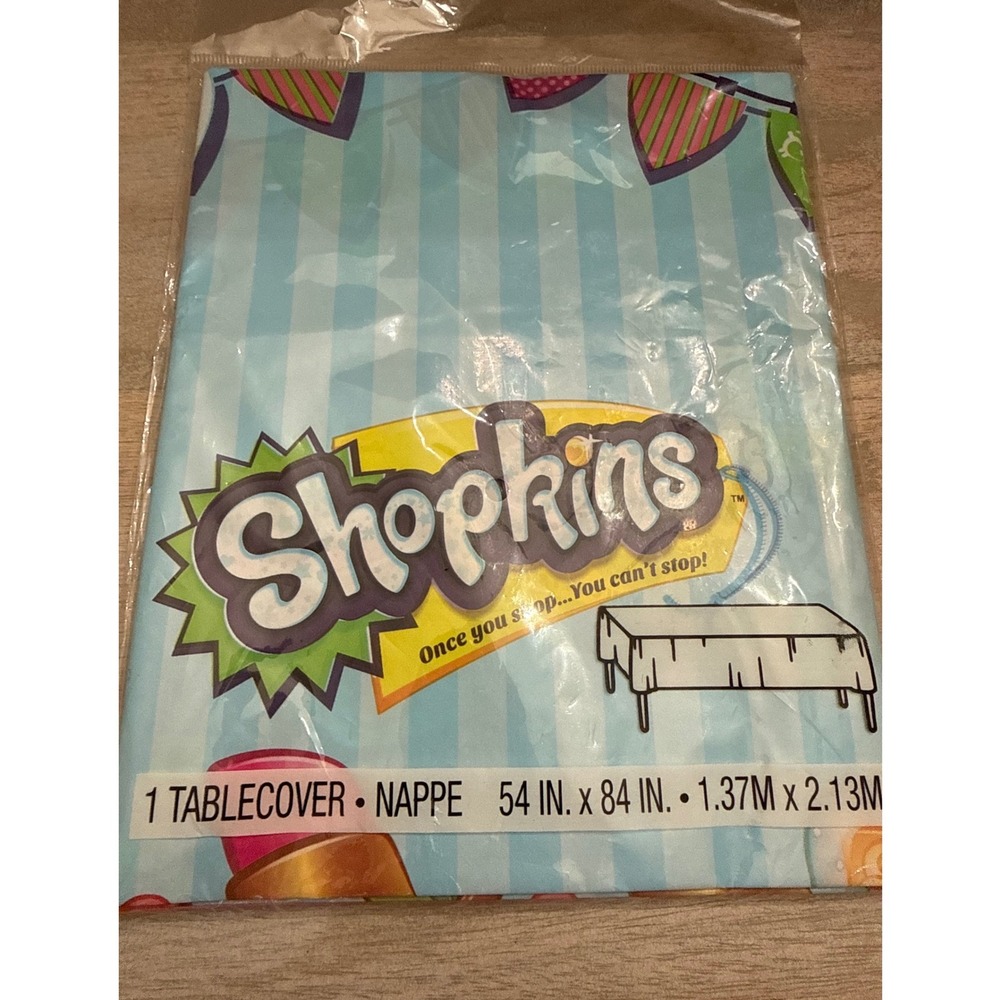 Shopkins Plastic Tablecover 54 x 84 Birthday Party Supplies Blue Striped Unique